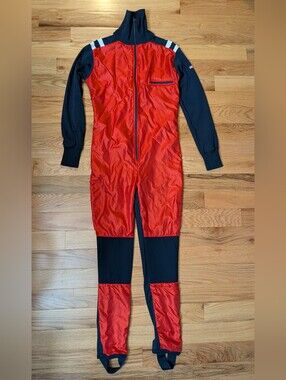 Vintage ODLO Norway Ski Racing Speed Suit Men M 50 One Piece Red Navy 70s 80s